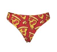 Tanga senza cuciture per le donne - Cartoon Pizza Red Print Ladies No Show Underwear Bikini Mutandine Slip, Nero, L