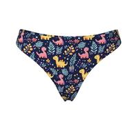 Tanga senza cuciture per le donne - Cartoon Plant Dinosaur Q Print Ladies No Show Biancheria intima bikini mutandine slip, Nero, L
