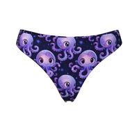 Tanga senza cuciture per le donne - Cartoon Purple Octopus 1 Print Ladies No Show Underwear Bikini Mutandine Slip, nero, Large