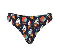 Tanga senza cuciture per le donne - Cartoon Space 1 Print Ladies No Show Underwear Bikini Mutandine Slip, Nero, S