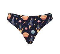 Tanga senza cuciture per le donne - Cartoon Space Planet Print Ladies No Show Underwear Bikini Mutandine Slip, Nero, XS