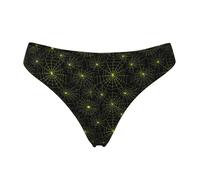Tanga senza cuciture per le donne - Motivo verde ragnatela stampa da donna No Show biancheria intima bikini mutandine slip, Nero, L