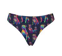 Tanga senza cuciture per le donne - Neon Cartoon Pitbull Print Ladies No Show Underwear Bikini Mutandine Slip, nero, Medium