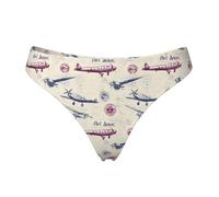 Tanga senza cuciture per le donne - Retro Airplane Print Ladies No Show Underwear Bikini Mutandine Slip, nero, Large