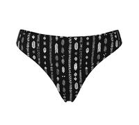 Tanga senza cuciture per le donne - Retro Bianco Piume Nero Stampa Signore No Show Biancheria Intima Bikini Mutandine Slip, nero, X-Small
