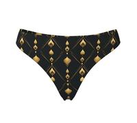 Tanga senza cuciture per le donne - Retro Gold Texture Print Ladies No Show Biancheria intima Bikini Mutandine Slip, nero, Large