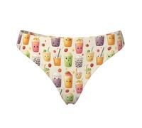 Tanga senza cuciture per le donne - Simpatico tè al latte con stampa colorata da donna non mostra biancheria intima bikini mutandine slip, nero, Medium