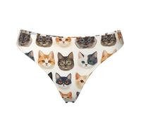 Tanga senza cuciture per le donne - Simpatico viso di gatto una stampa da donna non mostra biancheria intima bikini mutandine slip, nero, Medium