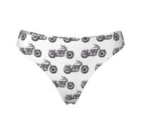 Tanga senza cuciture per le donne - Sketch Motorcycle Print Ladies No Show Underwear Bikini Mutandine Slip, nero, Medium