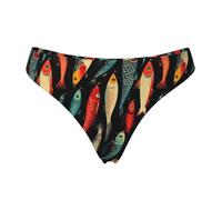 Tanga senza cuciture per le donne - Stampa Amo Pesce Signore No Show Biancheria Intima Bikini Mutandine Slip, nero, L