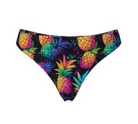 Tanga senza cuciture per le donne - stampa ananas colorata da donna non mostra biancheria intima bikini mutandine slip, nero, Medium