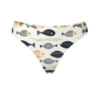 Tanga senza cuciture per le donne - stampa astratta a pois pesce da donna non mostra biancheria intima bikini mutandine slip, nero, Medium