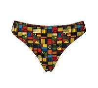 Tanga senza cuciture per le donne - stampa astratta colorata scozzese da donna non mostra biancheria intima bikini mutandine slip, nero, Medium