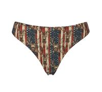 Tanga senza cuciture per le donne - stampa di cervi patriottici americani da donna non mostra biancheria intima bikini mutandine slip, nero, Medium