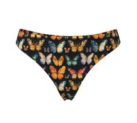 Tanga senza cuciture per le donne - stampa di farfalle colorate da donna non mostra biancheria intima bikini mutandine slip, nero, Medium