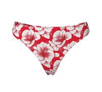 Tanga senza cuciture per le donne - stampa di fiori rossi e bianchi tropicali da donna non mostra biancheria intima bikini mutandine slip, nero, Medium