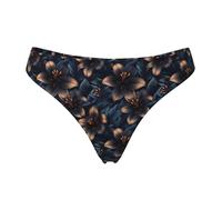 Tanga senza cuciture per le donne - stampa motivo giglio scuro da donna non mostra biancheria intima bikini mutandine slip, nero, Medium