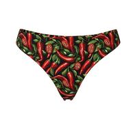 Tanga senza cuciture per le donne - stampa peperoncino rosso da donna non mostra biancheria intima bikini mutandine slip, nero, Medium