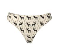 Tanga senza cuciture per le donne - Stampa silhouette di piante di alce da donna senza mostra biancheria intima bikini mutandine slip, nero, Medium
