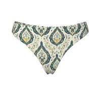 Tanga senza cuciture per le donne - Verde Retro Pattern Print Ladies No Show Biancheria Intima Bikini Mutandine Slip, nero, Large