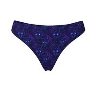 Tanga senza cuciture per le donne - Viola Cyber Wolf Head Print Ladies No Show Biancheria intima Bikini Mutandine Slip, Nero, S