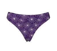 Tanga senza cuciture per le donne - Viola Motivo Ragnatela Stampa Signore No Show Biancheria Intima Bikini Mutandine Slip, Nero, L