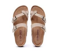 TangDao Donna Ciabatte Estive da Mare da Pantofole Alla Moda con Punta Aperta Comoda Suola in Sughero Antiscivolo (Beige.EU39)