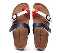 TangDao Donna Ciabatte Estive da Mare da Pantofole Alla Moda con Punta Aperta Comoda Suola in Sughero Antiscivolo (Rosso, bianco e blu.EU45)
