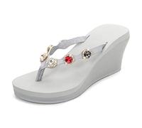TangDao Infradito con Zeppa da Donna Pantofole da Spiaggia da Donna Sandali con Plateau per Estate Grigio 39 EU