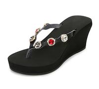 TangDao Infradito con Zeppa da Donna Pantofole da Spiaggia da Donna Sandali con Plateau per Estate Nero 35 EU