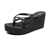 TangDao Infradito Estive con Zeppa da Donna Pantofole da Spiaggia con Plateau Eleganti Comode da Donna EU 37 Nero