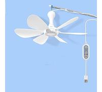TangDao Mini Ventilatore da soffitto mobile, Alimentazione USB/5 W 6 Lame Ventilatore Regolazione del vento a 4 livelli con telecomando Ø 42 cm (Senza Telecomando)