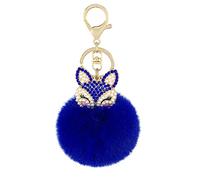 TangDao Portachiavi in Morbida Pelliccia Artificiale Pompon Ciondolo Volpe con Strass per Zaino,Borsetta,Chiave,Auto Ornamento di Fascino(Blu navy)