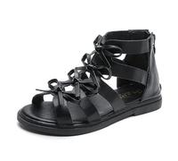 TangDao Sandali Piatti in Pelle da Bambina Estive Sandali Romani Eleganti Comodi per Bambina EU 30 Nero