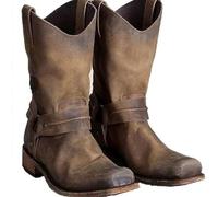 TangDao Stivali vintage in pelle da uomo Stivali di media altezza per uomo autunno inverno stivali da equitazione, marrone, 42 EU