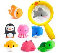 Tangdudu 9 Pezzi Giochi Bagnetto per Bambini 1 2 3 4 Anni, Giochi Acqua Neonato, giochi piscina neonato, giochi vasca da bagno bambini, Giocattoli da Bagno Morbidi Galleggianti