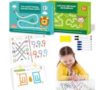 Tangdudu Scribble Smart WorkbookLibro per Imparare a Scrivere Cancellabile, Pregrafismo Riutilizzabile, Prescolare, Attività Bambini 3-6 (Livello 1+4)