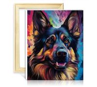 TANGFEIY Dipingi coi numeri, cane pastore tedesco, fai da te, pittura con numeri, numero acrilico, con pennelli, progetto per decorazione della casa, regali, senza cornice (30 x 40 cm)