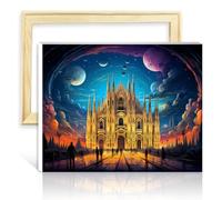 TANGFEIY Kit per pittura a olio su tela, motivo: cattedrale di Milano, fai da te, per adulti e principianti, con pennelli, decorazione perfetta per le pareti della casa, senza cornice, 40 x 50 cm
