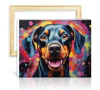 TANGFEIY Quadro su tela, facile da dipingere, motivo: Pinscher tedesco, per bambini e adulti, kit per dipingere con i numeri, per decorare le pareti della casa, regali, senza cornice (30 x 40 cm)