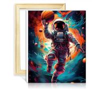 TANGFEIY Set di pittura ad olio su tela, astronauta gioca a basket, kit per pittura fai da te con numeri, numeri acrilici con pennelli, forniture artistiche, senza cornice (40 x 50 cm)