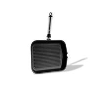Tangherò Bistecchiera Grill Antiaderente Manico Removibile In Acciaio Inox Padella Per Cucina In Alluminio Pressofuso Rivestimento Diamantato - BS36T