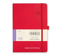 Tangible Stationery Co. Ltd - FORBES Agenda 2026 - A5 - un giorno per pagina con appuntamenti - Carta avorio 80gsm - Chiusura con elastico - Versione personalizzata - Rosso