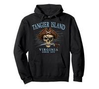 Tangier Island Virginia Pirate Skull Since 1670 Ciano Felpa con Cappuccio