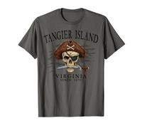 Tangier Island Virginia Pirate Skull Since 1670 Nero Maglietta