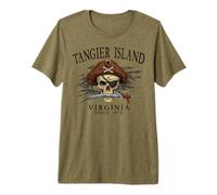 Tangier Island Virginia Pirate Skull Since 1670 Nero Maglietta Premium