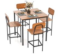 Tangkula Set di tavolo da pranzo con bancone, tavolo e sedie, tavolo da bar e sedie, set da 4 pezzi, salvaspazio per angolo colazione