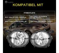 TangMiGe Fendinebbia compatibile con SEAT Altea (5P1/5P5) 04/2009-up, Ibiza V 5 (6J1/6J5/6J8) 03/2008-03/2012, Toledo III 3 (5P2) 03/2009-up, Leon (1P1) 04/2009-12/2013, 1 Paio (Chiaro)