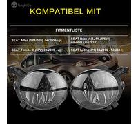 TangMiGe Fendinebbia compatibile con SEAT Altea (5P1/5P5) 04/2009-up, Ibiza V 5 (6J1/6J5/6J8) 03/2008-03/2012, Toledo III 3 (5P2) 03/2009-up, Leon (1P1) 04/2009-12/2013, 1 Paio (Fumo Nero)