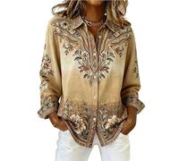 TangoDS Camicie Casual da Donna con Colletto a Revers Stampa Floreale Maniche Lunghe Bottoni Camicie Hawaiane